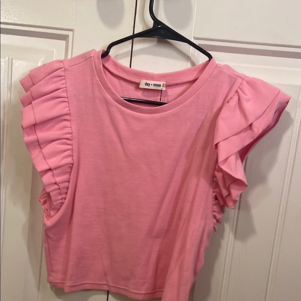 Pink Ruffle Sleeve Top